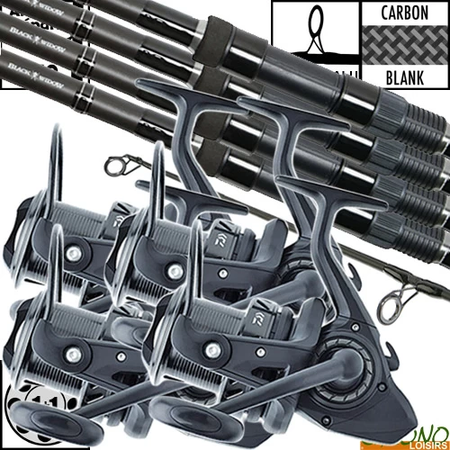 Ensemble Daiwa Black Widow 50mm 12' 3lbs (les 4) 1 Ensemble Daiwa Black Widow 50mm 12' 3lbs (les 4)